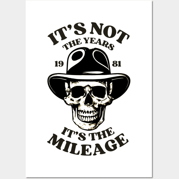 It's not the Years, it's the Mileage - Skull in a Fedora - Halloween Wall Art by Fenay-Designs